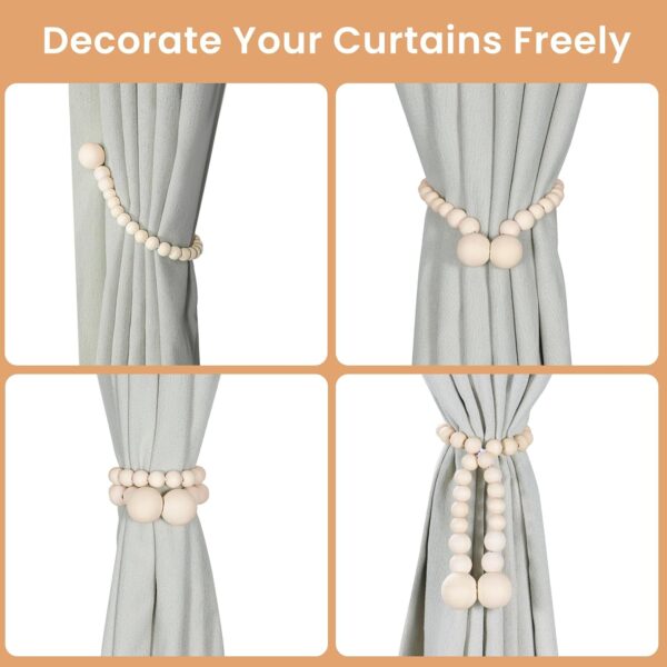 magnetic wood bead curtain tiebacks