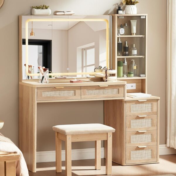 leyaoyao vanity desk with mirror and lights