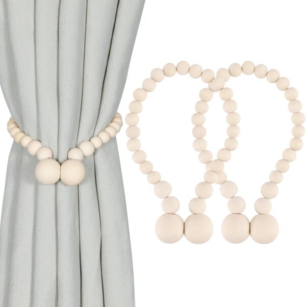 magnetic wood bead curtain tiebacks