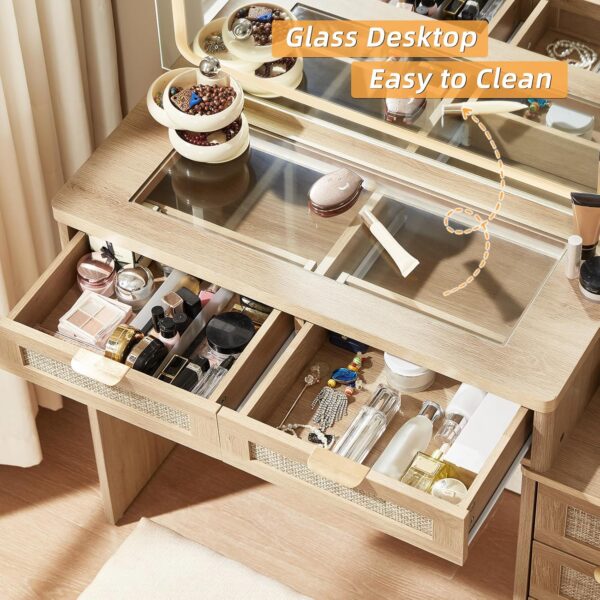 leyaoyao vanity desk with mirror and lights