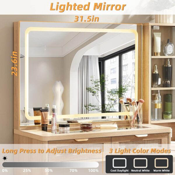leyaoyao vanity desk with mirror and lights