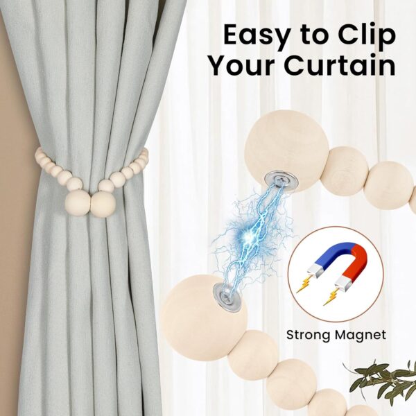magnetic wood bead curtain tiebacks