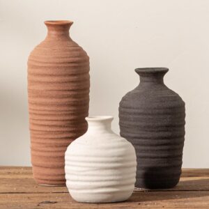 ceramic vase set of 3 neutral decorative vase for farmhouse