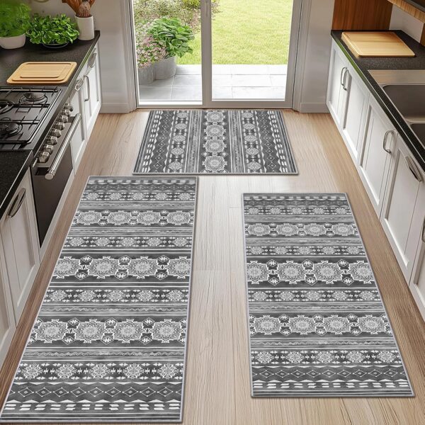 boho kitchen rugs sets 3 piece with runner floral kitchen floor mat