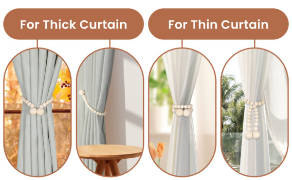magnetic wood bead curtain tiebacks